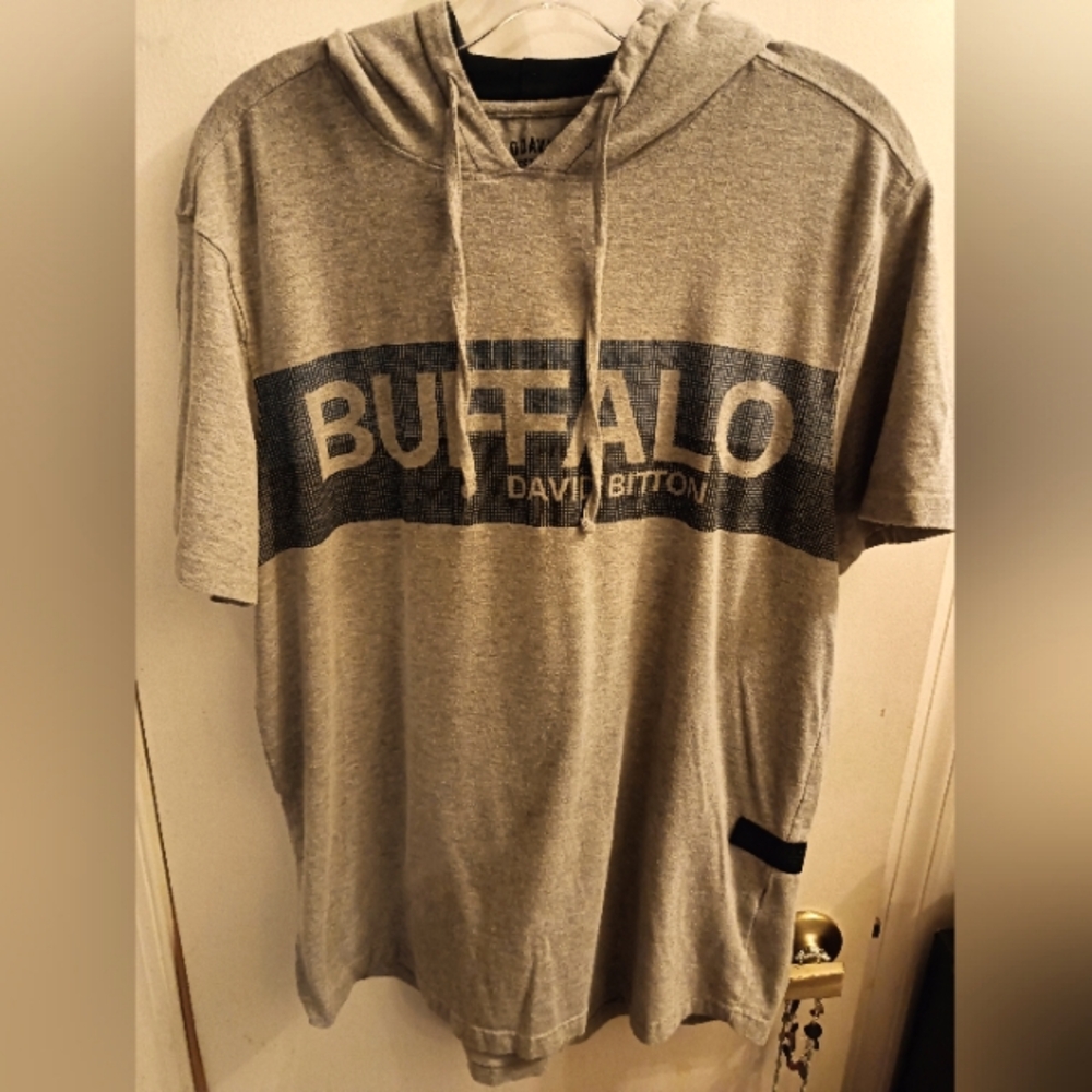 Buffalo David Bitton Men's Medium Gray/Blue Hooded T-shirt